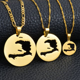 Anniyo Haiti Maps Pendant Necklaces for Men Women Girls Haitian Map Jewelry @133821
