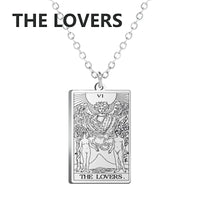 Dawapara Tarot Cards Necklace Women Stainless Steel Necklace Wealth Amulet Classic Tarot Major Arcana Divination Charm Jewelry