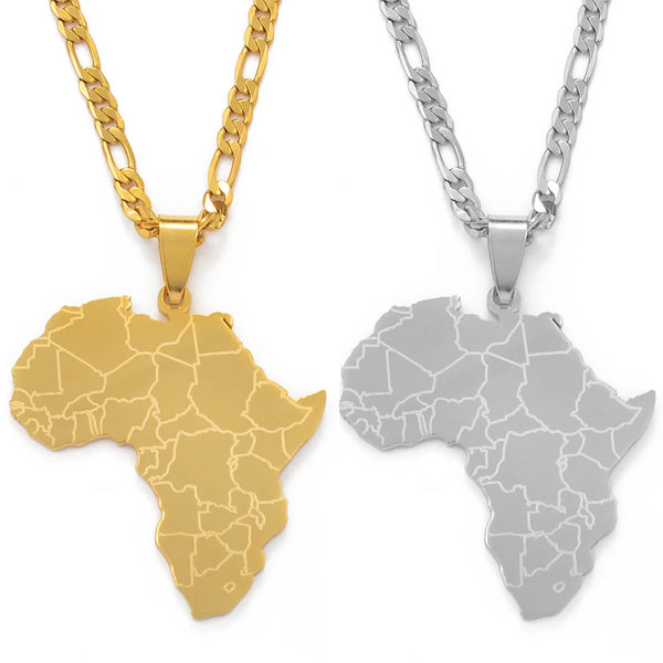 Anniyo Africa Map Pendant Necklaces Women Men Silver Color/Gold Color African Ethnic Jewelry  #077621B