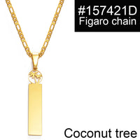 Anniyo Customize Capital Letters Pendant Necklaces,Personalized Name Hawaiian Kiribati Heart Lovers Coconut Tree Jewelry #156721