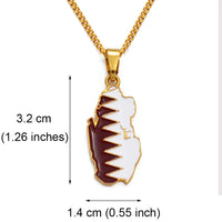 Anniyo Qatar Map and Flag Pendant Necklaces for Women Men Gold Color Qatari Jewelry Patriotic  #122406