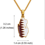 Anniyo Qatar Map and Flag Pendant Necklaces for Women Men Gold Color Qatari Jewelry Patriotic  #122406