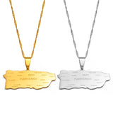 Anniyo Puerto Rico Map With Cities Pendant Necklaces Gold Color PR Puerto Ricans Jewelry #237921