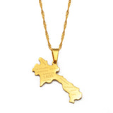 Anniyo The Lao People’s Democratic Republic Map Pendant Necklaces Laos Jewelry #234521