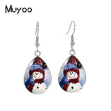 2021 New Snowman Tear drop Earring Merry Christmas Fish hook Earrings Glass Cabochon Jewelry Handmade Items