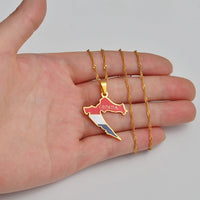 Anniyo Croatia Map Flag Pendant Necklaces Women Girls Gold Color Maps of the Croatian Jewelry #248021