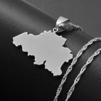 Anniyo The Kingdom Of Belgium Gold Color/Silver Color Map Pendant & Necklaces for Women Belgie/Belgique/Belgien Country  #022021