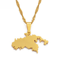Anniyo SMALL The United States Virgin Islands St John Map Pendant Necklaces for Women Girls Saint John Jewelry #115821