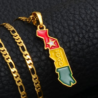 Anniyo 3.7CM Flag and Map of Togolaise Pendant Necklaces for Women Men Togo Maps Gold Color Jewelry Togolese Itmes #122206