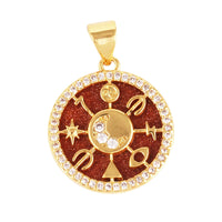 Nature Stone Black Agate Sun Star Love Compass Charm Pendant,18K Gold Plated,Jewelry Necklace Bracelet Accessories Supplies M56