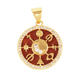 Nature Stone Black Agate Sun Star Love Compass Charm Pendant,18K Gold Plated,Jewelry Necklace Bracelet Accessories Supplies M56