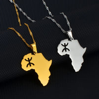 Anniyo 2.8CM Africa Map Berbers Pendant Necklaces African Berber Jewelry for Amazigh Women Men #234921
