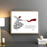 Rumi Quote Art Prints Sufi Home Decor Islamic Calligraphy Wall Art Canvas Painting Whirling Dervish Watercolor Art Picture Decor