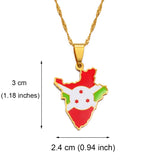 Anniyo Burundi Map & Flag Pendant Necklaces Stainless Steel Jewelry Burundian Ethnic s #168721