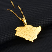 Anniyo Saudi Arabia Map With Cities Name Pendant Necklaces Charm Saudi Jewelry for Gold/Silver Color @234121