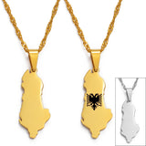 Anniyo 2.6cm Albania Map Pendants & Necklaces Charm Shqiperise Jewelry For Women Girls  #028921