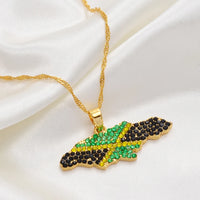 Anniyo Color Flag Nigeria Jamaica With Rhinestone Africa Maps Pendant Necklaces Ethnic Jewelry #122721