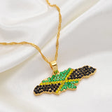 Anniyo Color Flag Nigeria Jamaica With Rhinestone Africa Maps Pendant Necklaces Ethnic Jewelry #122721