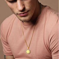 Men's Bible Verse Prayer Zircon Necklace,Stainless Steel Praying Hands Coin Medal Pendant Necklaces,Luxury Faith Jewelry Gift