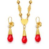 Anniyo Hawaiian Jewelry sets Pendant Necklaces Flower Earrings Colored Crystal Bead Ball Chains Guam Micronesia Chuuk #258006