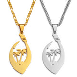 Anniyo Coconut Tree Hawaiian Guam Pendant Necklaces Women Men Silver Color/Gold Color Chuuk Kiribati Jewelry Pohnpei #127321