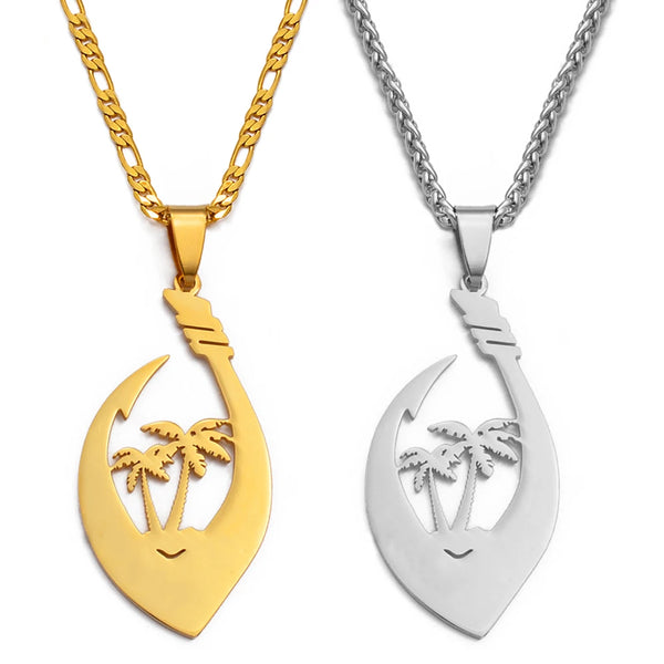 Anniyo Coconut Tree Hawaiian Guam Pendant Necklaces Women Men Silver Color/Gold Color Chuuk Kiribati Jewelry Pohnpei #127321
