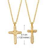 Anniyo Cross Necklaces Women Girl Charms Pendant Cubic Zirconia Crosses Jewelry CZ Christian Catholic Religious Ornaments#134916