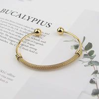 Simple Stainless Steel Twisted Wire Mesh Opening Steel Ball Ladies Bracelet Birthday Anniversary Gift Wholesale