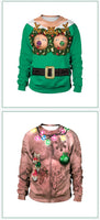 Ugly Christmas Fake sweaterr Unisex Men Women For Holidays Santa Cat Elf Christmas Funny Fake Hair Sweater Autumn Winter Blouses