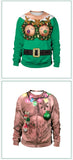 Ugly Christmas Fake sweaterr Unisex Men Women For Holidays Santa Cat Elf Christmas Funny Fake Hair Sweater Autumn Winter Blouses