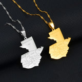 Anniyo Guatemala Map With City Name Pendant Necklaces for Women Girls Jewelry Guatemalan #239521