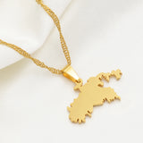 Anniyo SMALL The United States Virgin Islands St John Map Pendant Necklaces for Women Girls Saint John Jewelry #115821