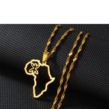 Anniyo Outline Africa Map Berbers Pendant Necklaces African Berber Jewelry for Women Men @250621