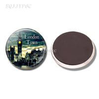 England Big Ben Fridge Magnet 1PCS Glass Cabochon British London Souvenir United Kingdom Flag Map Refrigerator Magnets Stickers