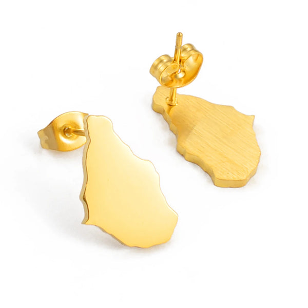 Anniyo 1.7CM Map of Montserrat Stud Earrings Stainless Steel Montserrat Maps Jewelry  #266321