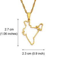 Anniyo 2.7CM Contour Design India Map Pendant Necklaces Silver Color/Gold Color Ethnic Jewelry #148421