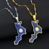 Anniyo Calabria Italy Map Charm Pendant Necklaces Italian Jewelry for Women Girls  #175421
