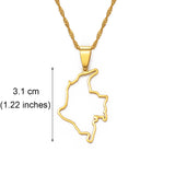 Anniyo 3.1cm Outline Colombia Map Pendant Necklace Silver Color/Gold Color Jewelry Map of Colombian Chains #200321