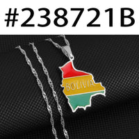 Anniyoc Bolivia Map Flag Pendant Necklaces for Women Girls Charms Bolivians Maps Jewelry Patriotic  #238721