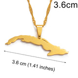 Anniyo 3.6cm Cuba Map Necklaces for Women,Map of Cuba Charm Pendant Silver Color/Gold Color Jewelry With Thin Chain #007121