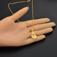 Anniyo 2.3CM Silver Color/Gold Color Map of the Barbados Island Pendant Necklaces Barbados Flag symbol and Maps Jewelry #122621
