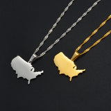 Anniyo American Map Pendant and Necklaces for Women Girls United States Map Jewelry USA #212021
