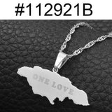 Anniyo Map of Jamaica With NOE LOVE Pendant Necklaces Stainless Steel Jamaica Maps Chains Jewelry Jamaican  @112921
