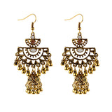 Retro Indian Bollywood Kundan Jhumka Jhumki Three-layer Drop Earrings For Women Boho Ethnic Gypsy Fashion Wedding Wear Jewelry