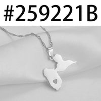 Anniyo Map of Guadeloupe Pendants Necklaces for Women Jewelry France Guadeloupe Map Heart and Contour Design @259121