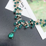 KMVEXO Crystal Bridal Wedding Jewelry Sets Women Gold Color Rhinestone Necklace Long Earrings Set Dress Accessories Bridesmaid