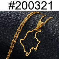 Anniyo 3.1cm Outline Colombia Map Pendant Necklace Silver Color/Gold Color Jewelry Map of Colombian Chains #200321