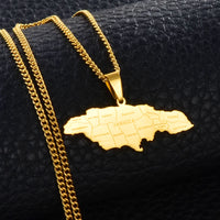 Anniyo Map of Jamaica With City Pendant Necklaces for Women Men Stainless Steel Jamaica Maps Chains Jewelry #071021P