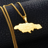 Anniyo Map of Jamaica With City Pendant Necklaces for Women Men Stainless Steel Jamaica Maps Chains Jewelry #071021P