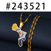 Anniyo Bonaire Map and Flag Pendant Necklaces Jewelry #243521